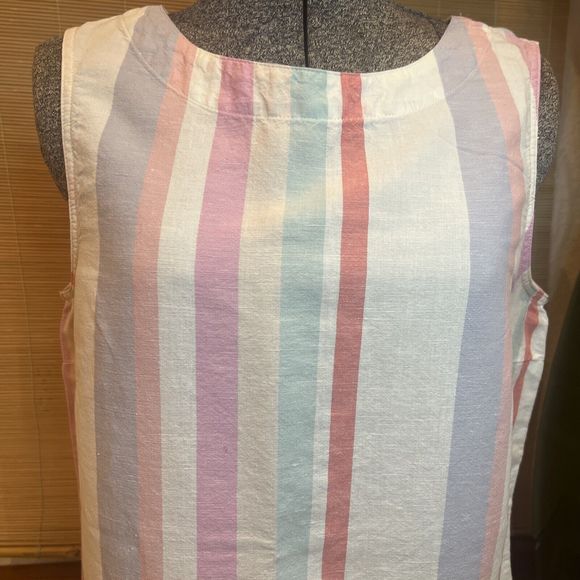 Ellen Tracy Linen Tank Summer Stripes Women’s Medium - Beautiful! - Picture 2 of 5